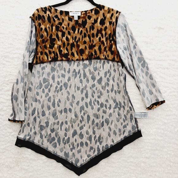 Blouse Size M Y2K Mob Wife Glam Chic Bold Femme Going-Out Top Animal Print Luxe - Picture 9 of 12